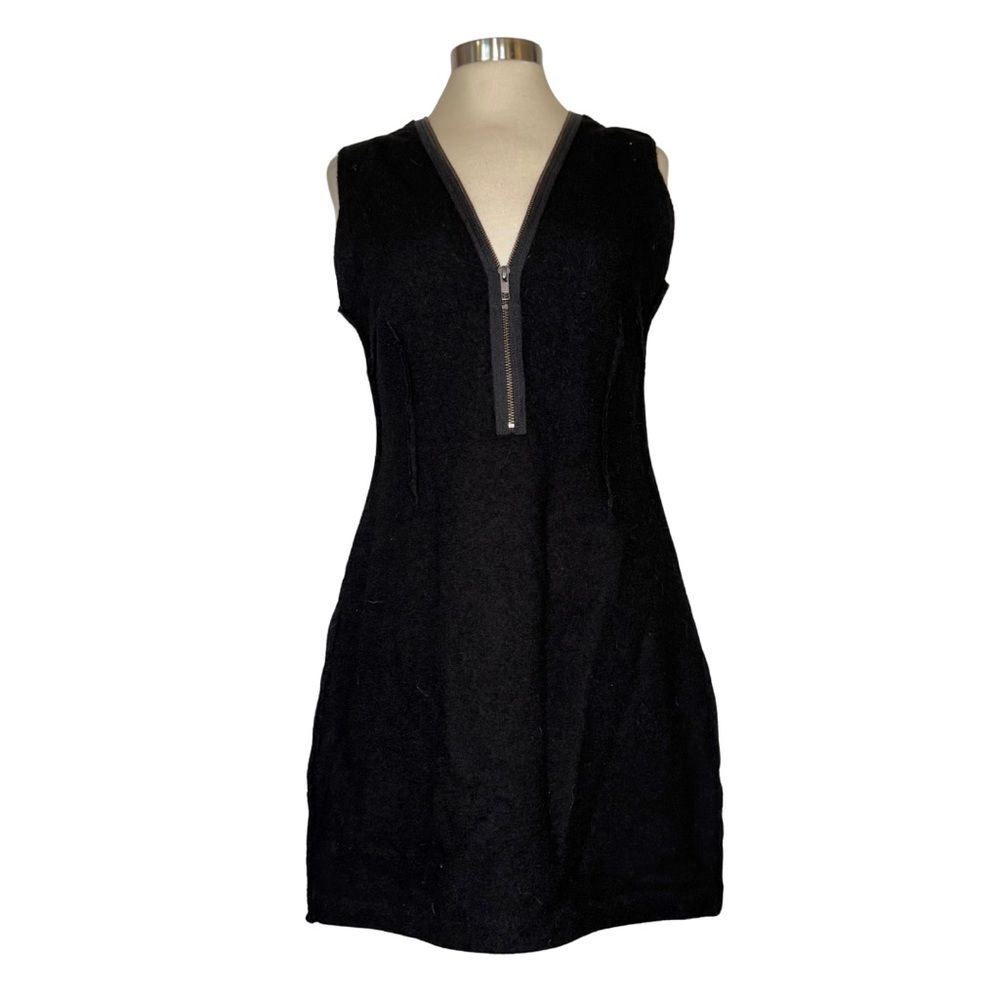 All Saints Spitalfields Mini Zipper Wool Sweater Dress Sleeveless Black 10
